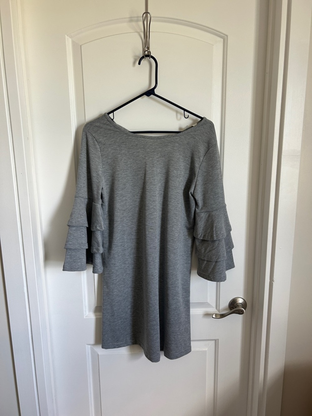 Simply Southern Heather Gray Ruffle-Sleeve Long Sleeve Dress